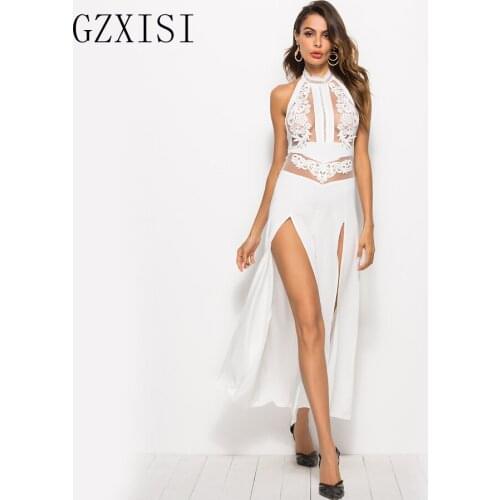 2018 women dress summer backless sleeveless Evening hollow out tank empire long party dress white sexy club maxi dress ladies