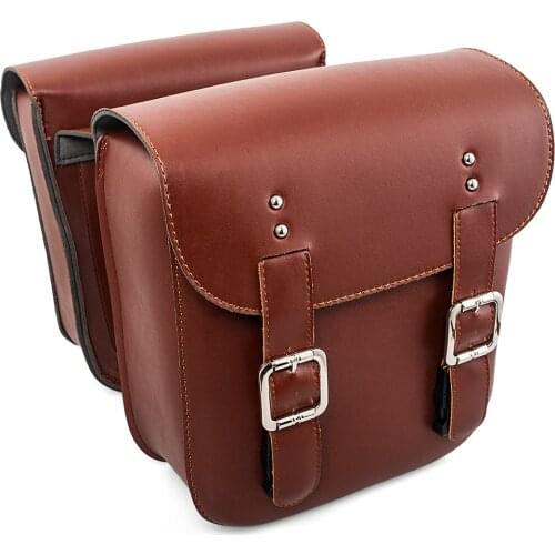 1Pair Motorcycle Tail Side Saddle Bags Large Capacity Motorbike Side Storage Tool Bags for Harley for Honda Black/Brown