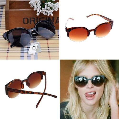 1PC New Fashion Popular Cat Eye Sunglasses Women Vintage Semi-Rimless Sun Glasses Inspired Round Circle Sun Glasses Female Lady