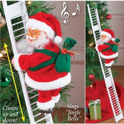 2021 New Year Christmas Electric Santa Claus Climbing Ladder Christmas Decoration Christmas Tree Decoration Kids Toy Gift