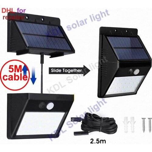 30 led 500lm solar light split mount pIR motion 3 senser Energy Saving Solar Motio IP new 20 5M cable street wall lamp for deck