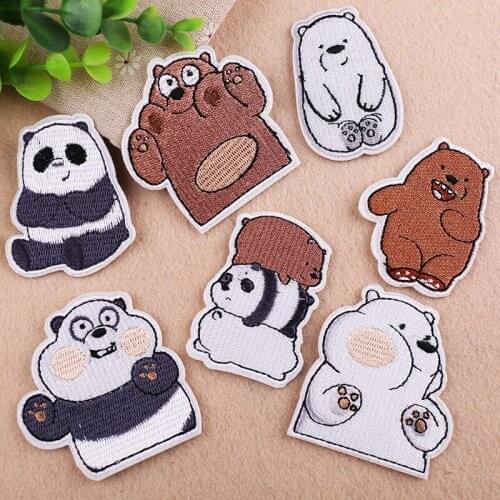 50pcs/Lot Embroidery Patches Letters Clothing Decoration Accessories Animal Bear Panda Diy Iron Heat Transfer Applique Iron Ons