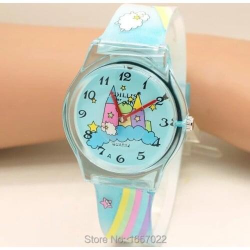 Luxury brand women casual rainbow candy strap wristwatch kids fashion XMAS gift waterproof sports watches