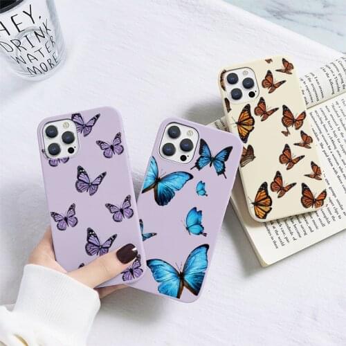 Colorful Butterfly Phone Case For iPhone 12 Mini 11 Pro Max X XR XS Max 7 8 6 6s Plus 5 5S SE 2020 Soft TPU Silicone Cover Funda