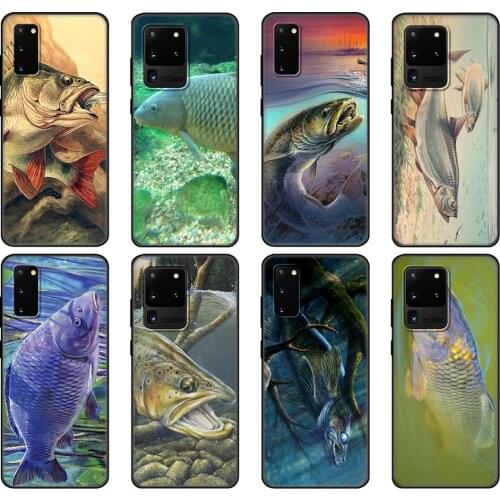 Black tpu Case For Samsung galaxy S20 /S20 PLUS/S20 ultra/S20+ /S20FE back cover Carp Fishing