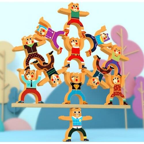 Wooden Multiplayer Cartoon Hercules Building Blocks Montessori Toys Parent-Child Stacking High Game Balance Building Blocks Toy
