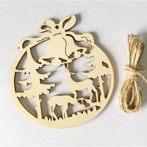 Wood Deer Ornament Cut Out Christmas Decoration
