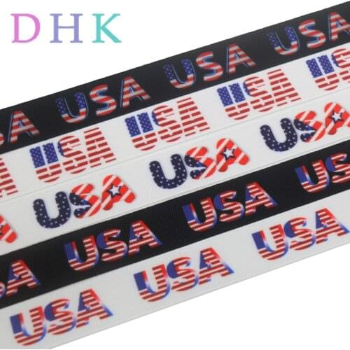 DHK 50yards usa printed grosgrain Ribbon Accessory hairbow headwear decoration Wholesale OEM S991
