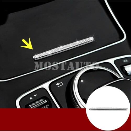 For Benz C Class W205 Rhinestone Style Console Cup Holder Stripe Cover Trim 2014-2018 1pcs Car Accessories Interior Car Decor