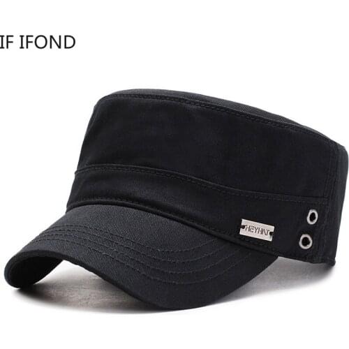 New classic cotton spring and summer military cap fashion flat caps Adjustable Fitted Thicker Cap
