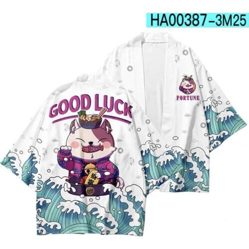 2021 New Cute Neko Cat 3D Japanese Kimono Haori Yukata Women/Mens Fashion Summer Casual Cool Short Sleeve boy/girls Cardigan