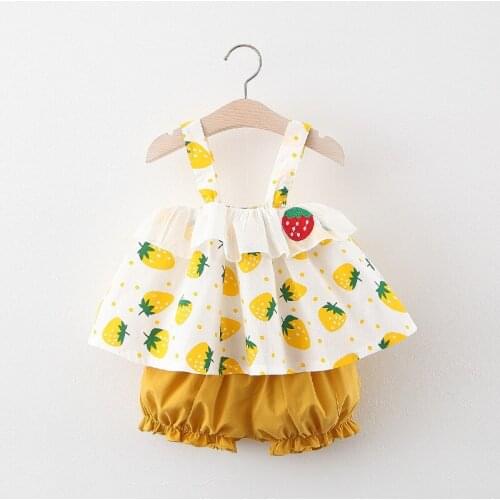 Summer baby girl clothes outfit thin cool sets sling top + shorts suit for new born girl baby 1 year babies birthday sets
