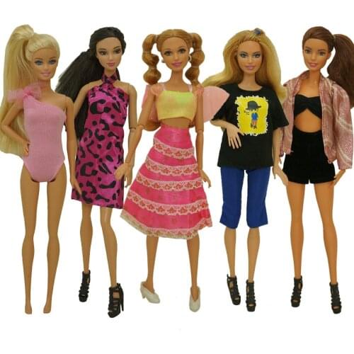 5 Set 3 Set Handmade Fashion Outfit Daily Casual Wear Blouse Shirt Vest Bottom Pants Skirt Clothes For Barbie Doll Accessories
