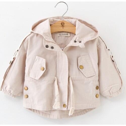 Spring Autumn Girls Jackets Kds Girl Hooded Windbreaker Coat Fashion Solid Children Outerwear Clothing For Little Girl Outfits