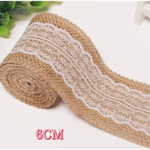 White Burlap Lace Ribbon, Natural Hessian Ribbons Roll with Lace Trim for Wedding Christmas Party Crafts Gifts Wrapping Decorati