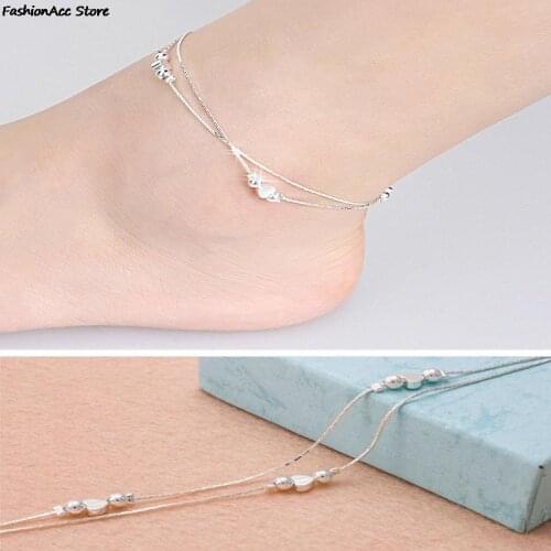 Summer Anklets Beach Sandal Foot Chain New Plated Barefoot Accessories Arrival For Women With Heart Design Double Layer 1PC
