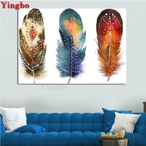 Full Drill Square Diamond round 5D DIY Diamond Painting Watercolor Feather Diamond Embroidery Cross Stitch Rhinestone Mosaic Kit