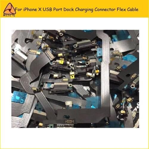 100PCS/LOT New USB Charger Flex For iPhone X TEN 10 Charging Port USB Dock Connector Headphone Audio Jack Flex Cable Repair Part