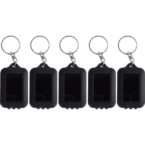 New 5x Emergency 3 LED Torch Flashlight Key Fob Solar Energy Power Keychain Lamp Light (Black)