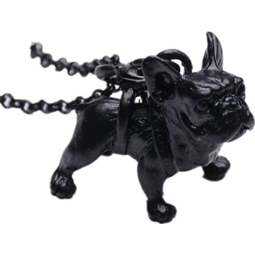 RONGQING 3D French Bulldog Pendant Necklace Fashion Animal Statement Choker dog necklace for women Collars
