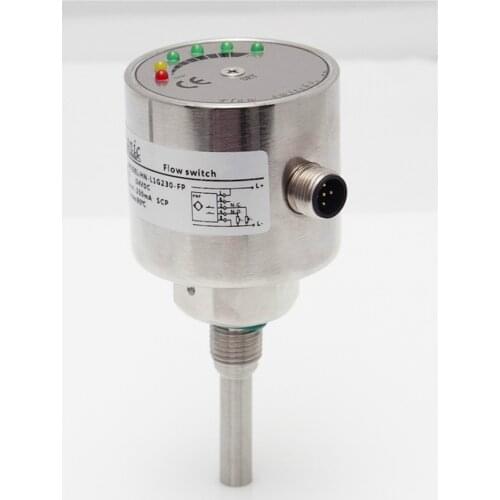 DC24V Thermal flow switch water sensor Electronic Flow Sensor with LED Indicator and temperature sensor probe