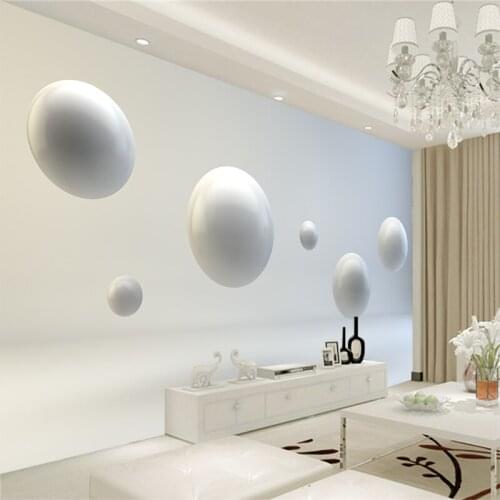 Custom any size wall mural wallpapers Modern fashion White sphere perspective Wallpaper Wall Sticker YBZ083