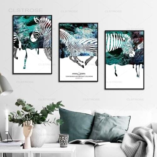 Simple Abstract Animal Poster Zebra Silhouette Canvas Painting Nordic Nursery Wall Art Pictures Home Kid Room Decoration Prints