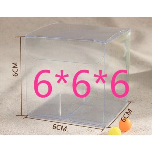 100pcs 6*6*6cm Transparent waterproof Clear PVC boxes PVC Candy Boxes plastic box storage for food/jewelry/Candy/Gift