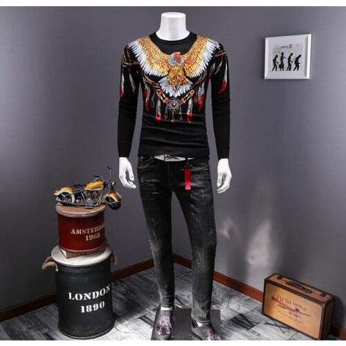 Pullover Autumn solid cotton O neck sweater europe man style sweaters