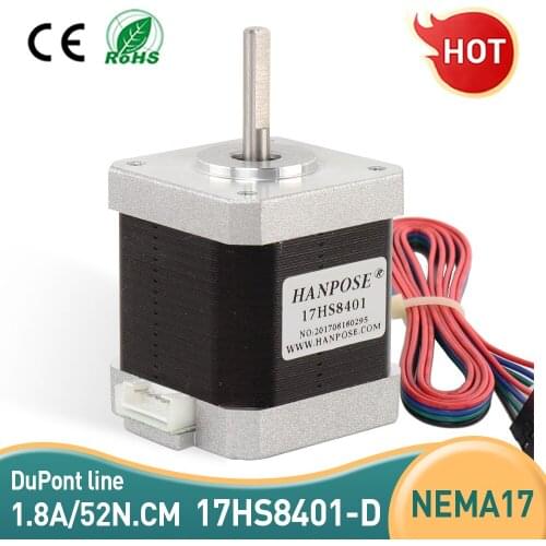 Nema17 Stepper Motor For 3D printer 4-lead 48mm /78Oz-in 1.8a Nema 17 motor 42BYGH 1.7A (17HS8401) motor with DuPont wires