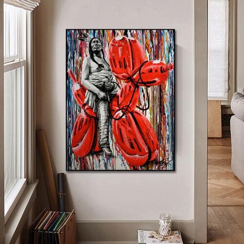 Modern Graffiti Art Red Dog Canvas Painting Poster Print Wall Art Picture For Living Room Home Decor Frameless