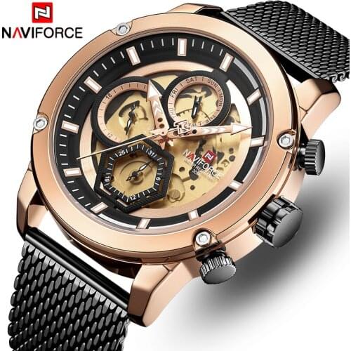 Top NAVIFORCE Mens Watch Brand Luxury Fashion Quartz Men Watches Waterproof Sports Steel Military Wrist Watch Relogio Masculino