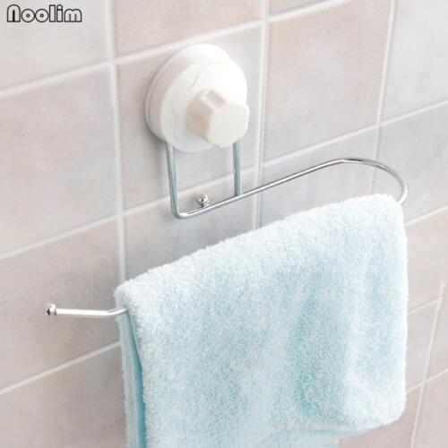 NOOLIM Bathroom Towel Bar Rack Toilet Paper Holder Strong Suction Multifunction Sucker Towel Rack Bathroom Storage Rack