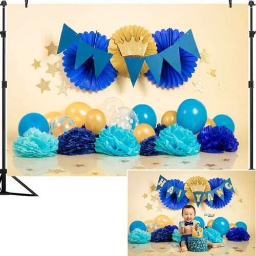 Vinyl 1st Birthday Cake Smash Photography Backdrops Balloon Decor Birthday Photo Props Studio Booth Background