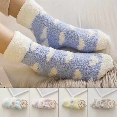 1Pair Women Long Winter Warm Socks Coral Fleece Bed Sleep Socks Casual Home Floor Sock 8 Colors