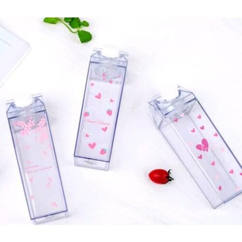 1PC 450ML Cartoon Water Bottle With Lid Creative Heart Sweet Cherry Printed Water Cup Bottles Portable Outdoor Drinking Bottle
