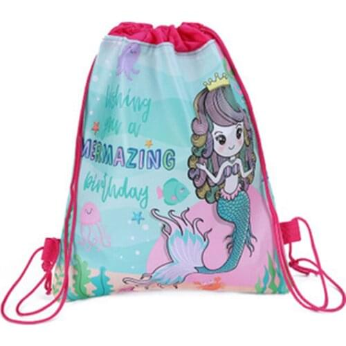 1Pc Drawstring Bag Kids Cartoon Mermaid dinosaur Creeper Backpack Drawstring Bag Travel Carrying Bags Gifts For Boys Girls