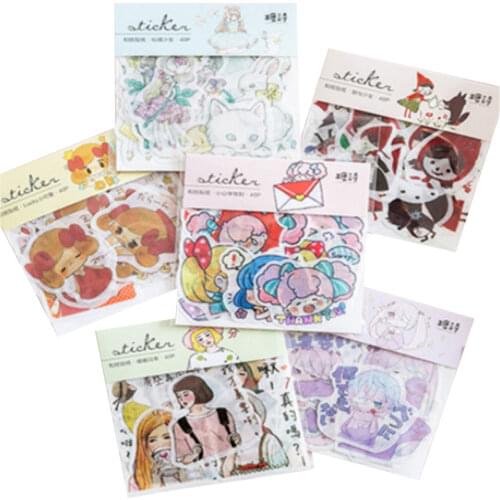 15packs/lot Kawaii Cartoon Girl Stickers Diary Note Lovely DIY Decorative Stickers Scrapbooking DIY Gift Product Sealing Label