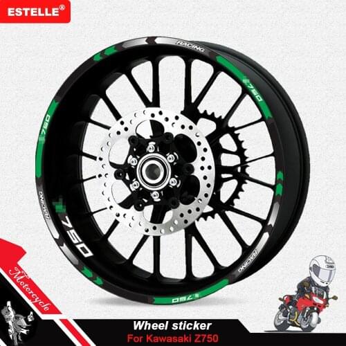For KAWASAKI Z750 z 750 17 inch Motorcycle sticker wheel tire decal Inner outer Rim reflective logo decorative decal kit set