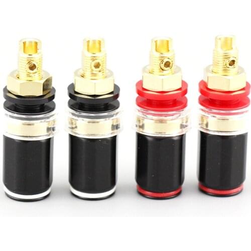 Hifi 4pcs speaker Jack Socket Binding Post Pure Copper Gold-plated Terminal Block Amplifier Wire Connector