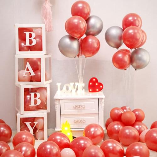 4pcsBaby-Blocks Balloon BackdropTransparent-Box Latex Wedding LOVE Balloons for Baby Shower Birthday Party Decor Layout Supplies