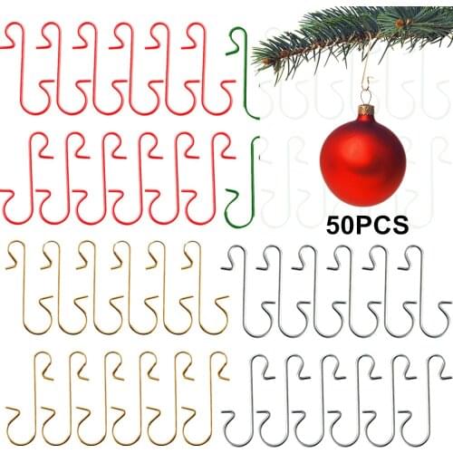 50Pcs Decorative Hook S-shaped Hanger Key Cap Hook Christmas Tree Decoration Christmas Party Decorations Home Party Supplies