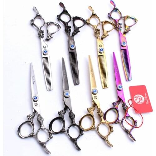 9004# 5.5" 16cm 440C Purple Dragon Haircut Scissors Barber Scissors Cutting Shears Thinning Scissors Professional Hair Scissors