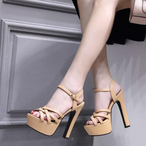 Sexy high heels sandals women platform high heels summer shoes woman party heels 2019 summer shoes open toe high heels 14cm