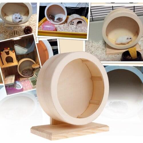Wooden Mute Roller Hamster Running Exercise Mouse Hedgehog Sports Wheel Pet Toy Supplies