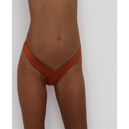 Women Sexy Bikini Thong Bottom Brazilian V Cheeky Ruched Semi Swimwear Beach Bottoms De Playa Para Mujer Two-Piece Separates