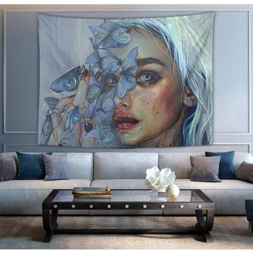 Goth Gothic Women Girl Tapestries Boho Wall Hanging Tapestry Home Indian Decor Retro Art