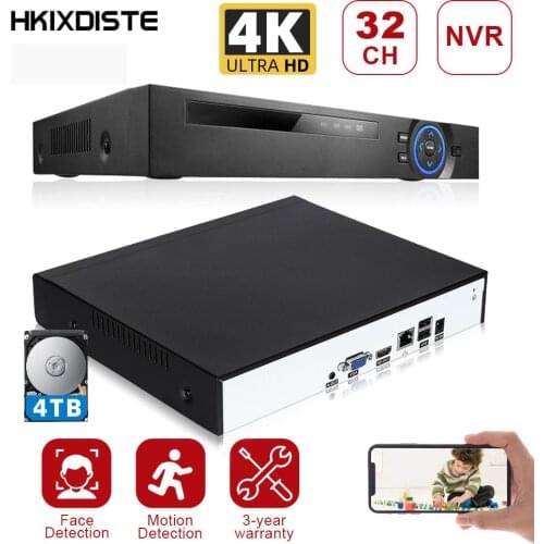 HKIXDISTE Face Detection XMeye Surveillance Video Recorder 8MP 4K 32CH 32 Channel H.265 1*SATA IP Onvif CCTV DVR NVR Remote View