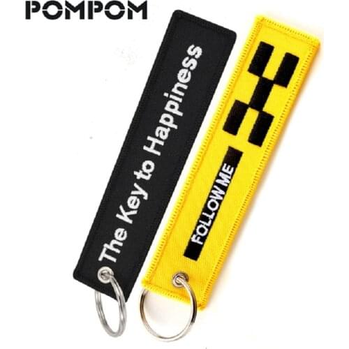 The Key to Happiness Remove Before Flight Key Holder FOLLOW ME Chain Embroidery Keychains Key Tag Aviation Gifts llavero Jewelry