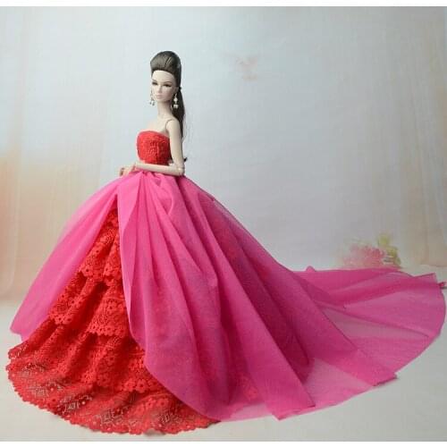 Unique Design Hot Red & Pink Lace Gown Dress / Wedding Party Outfit Clothing For 1/6 Barbie Xinyi Kurhn FR Doll